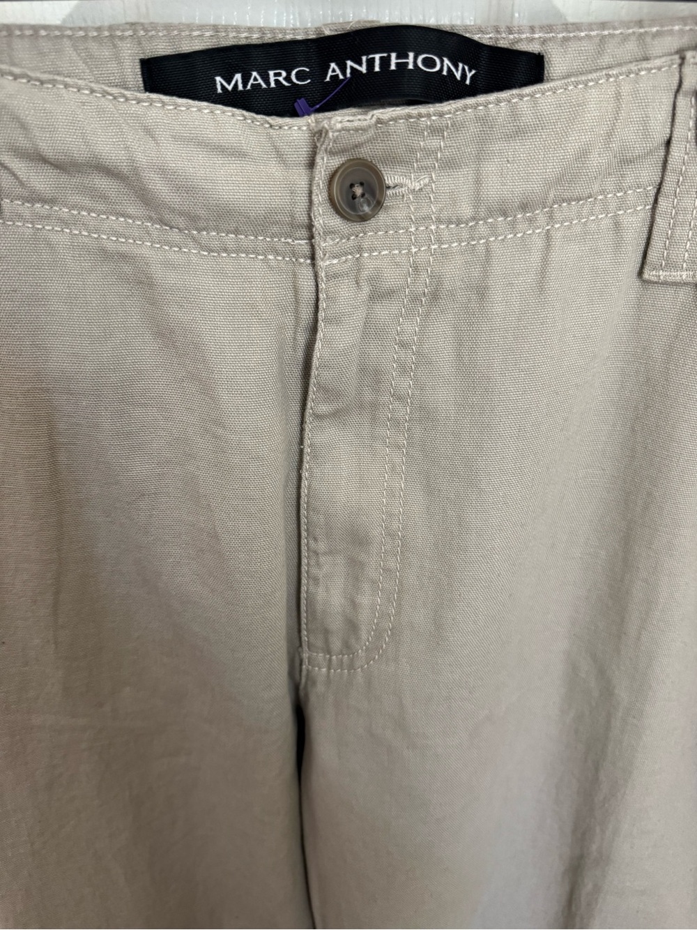 "Marc Anthony Men's Beige Linen/Cotton Blend
Drawstring Pants, Size 38x32" (EUC) - Picture 7 of 12